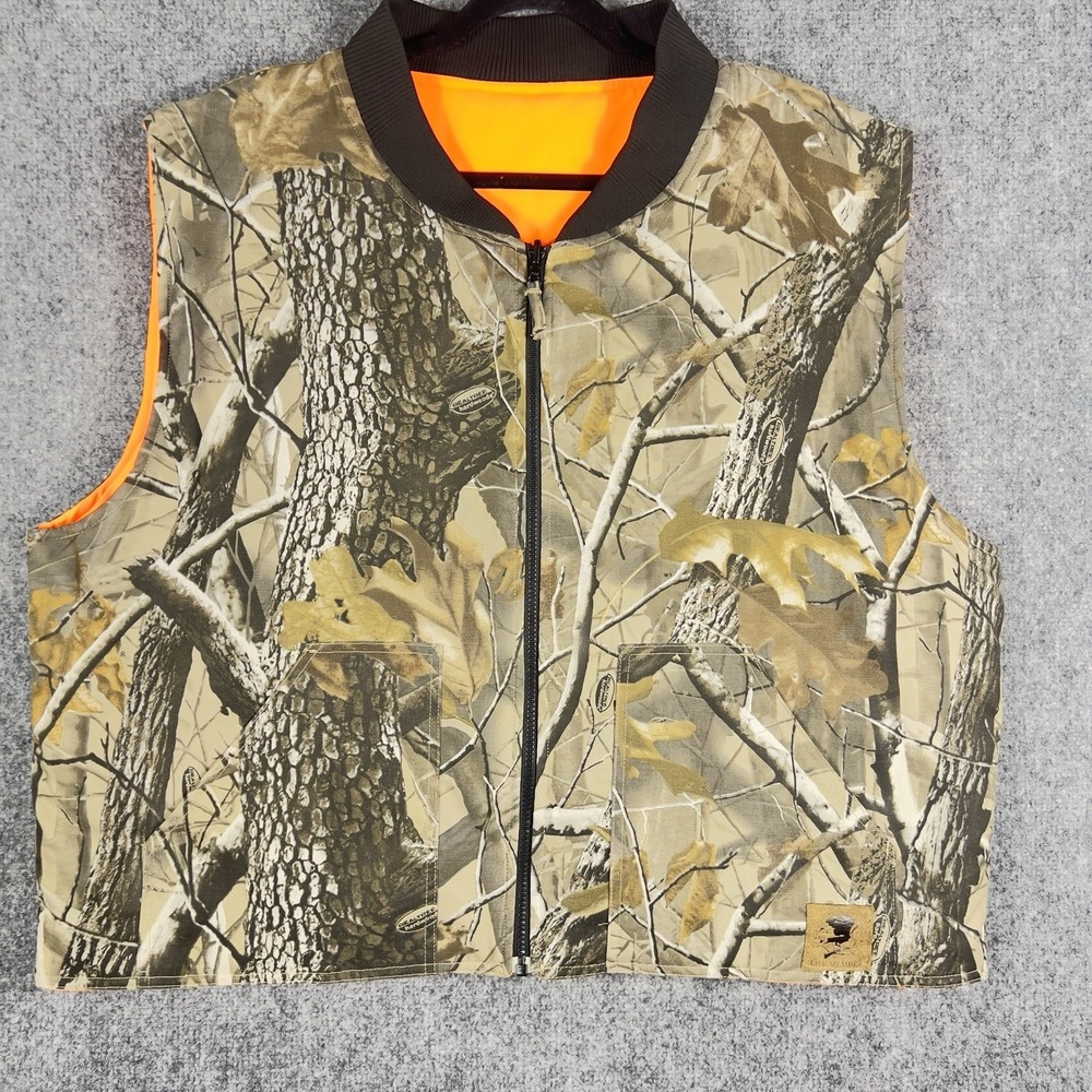 Life Member Reversible Camo Blaze Orange Hunting Vest Men's Zip Outdoor XL‎